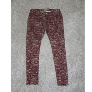 Romeo & Juliet Couture Red and Brown Patterned Women Jeans